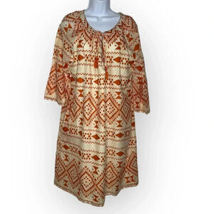 Dolma phoebe coral dress sz XL NWT tribal print tassel